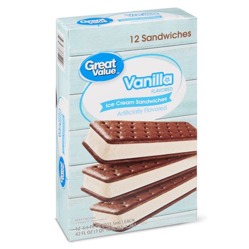 Helado Great Value sándwich sin azúcar 12 pack - 768 g