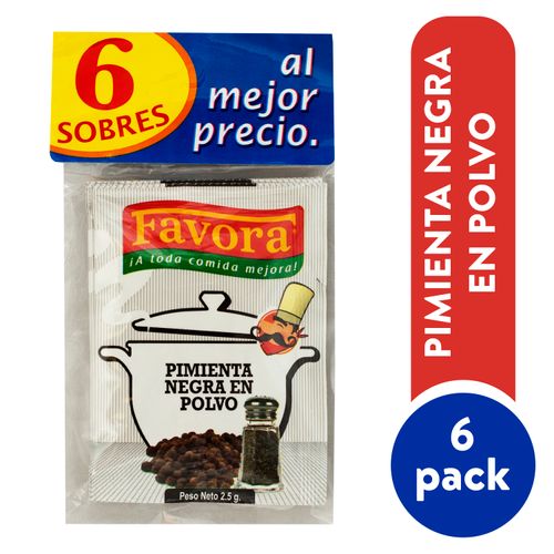 Pimienta negra Favora en polvo 6 pack - 2.5 g