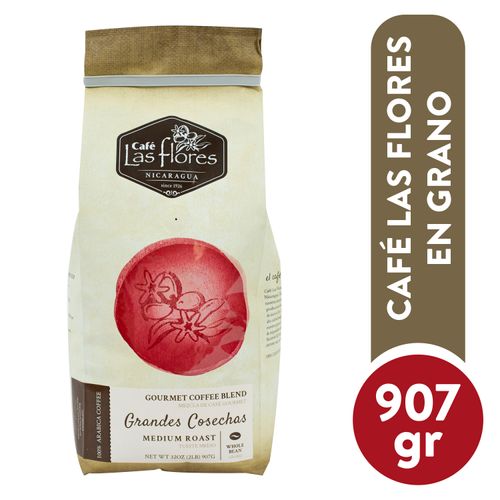 Cafe Las Flores Gourmet En Grano Tueste Mediano- 907gr