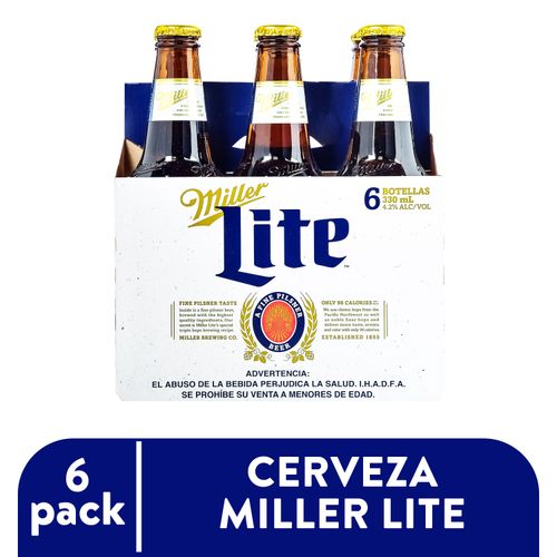 6 Pack Miller Lite Botella - 1980Ml