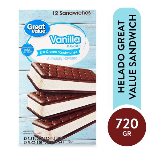 Helado Great Value sandwich 12 Uds - 720 g