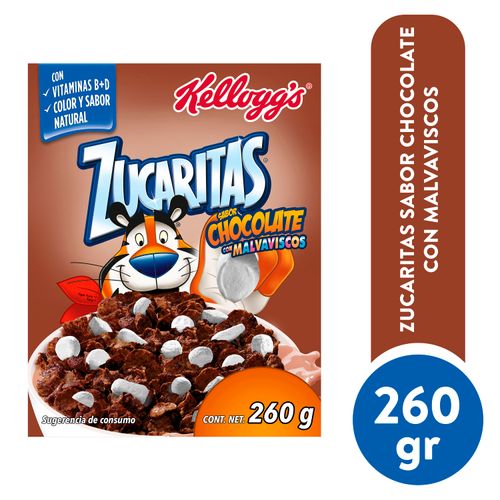 Cereal Kellogrgr's® Zucaritas® Sabor Chocolate con Malvaviscos - Hojuelas de Maíz Escarchadas con Sabor a Chocolate y con Malvaviscos - 1 Caja de 260g
