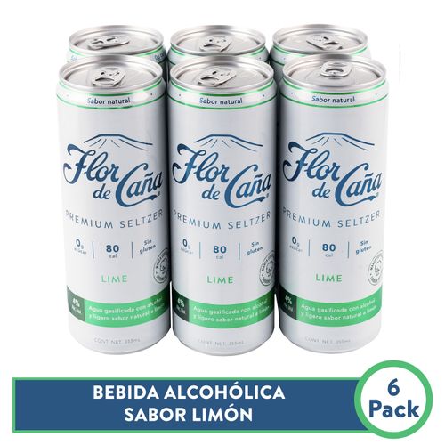 6 Pack Brandy Flor de Caña Premium Seltzer Lime - 355ml