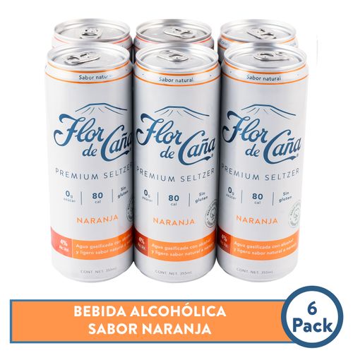 Bebida Alcohólica Flor De Caña Seltzer Premium Naranja 6 Pack - 355 ml