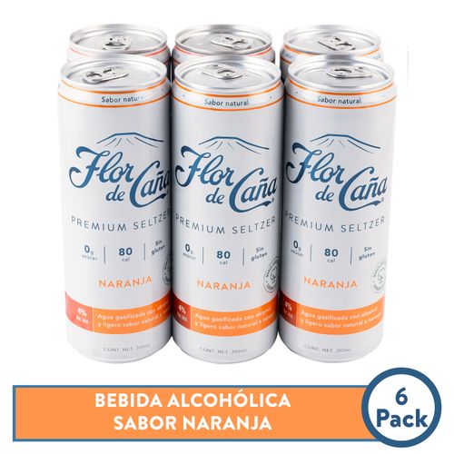 6 PackBrandy Flor De Caña Premium Seltzer Naranja - 355ml