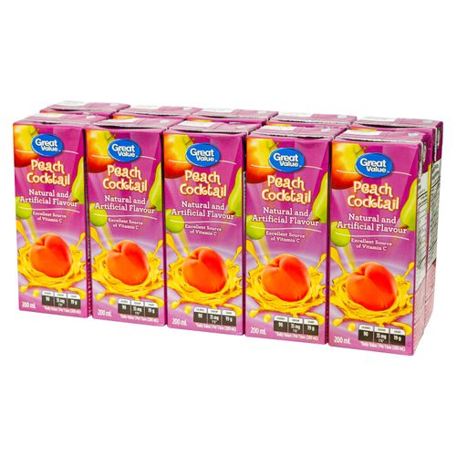 Jugo Great Value De Melocotón 10 Pack -2000 ml