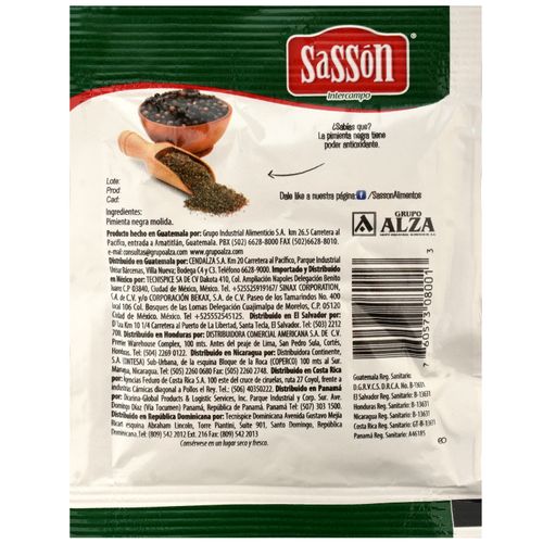 Pimienta negra Sasson empaque - 30 g
