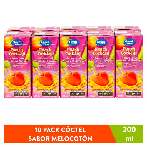 Jugo Great Value De Melocotón 10 Pack -2000 ml