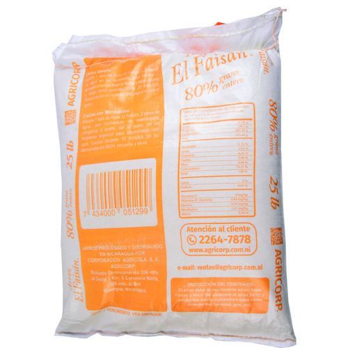 Arroz 80% Grano Entero El Faisan - 11340 g