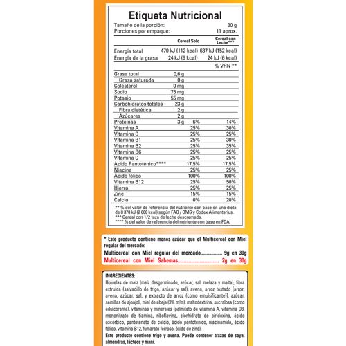 Multicereal Sabemas Con Miel - 350 g