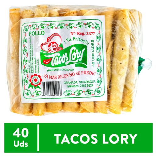 Tacos Lory con pollo bolsa 40 uds - 1.51 lb