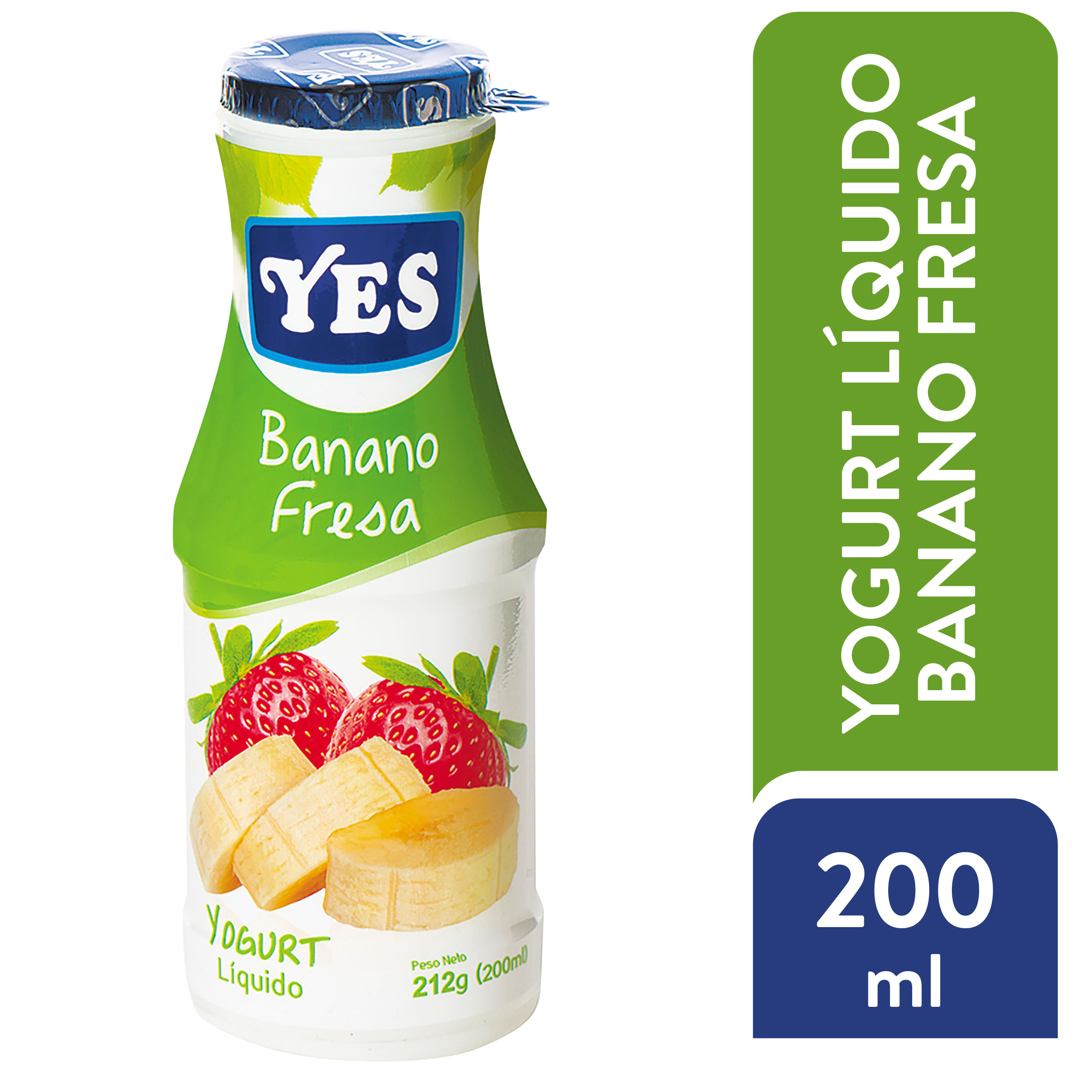 Yogur liquido con fresas y plátano Reina sin gluten 1,5 l.