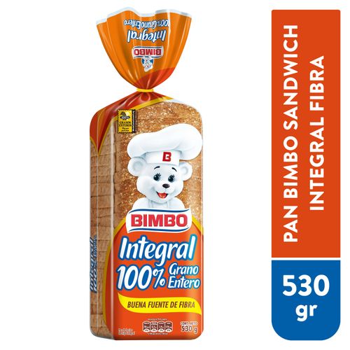 Pan Bimbo Sandwich Integral Fibra Grano Entero - 530gr