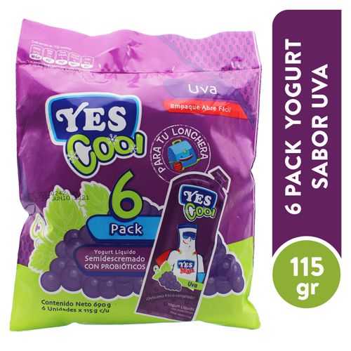 Yogurt líquido Yes Cool semidescremado uva 6 pack - 690 g