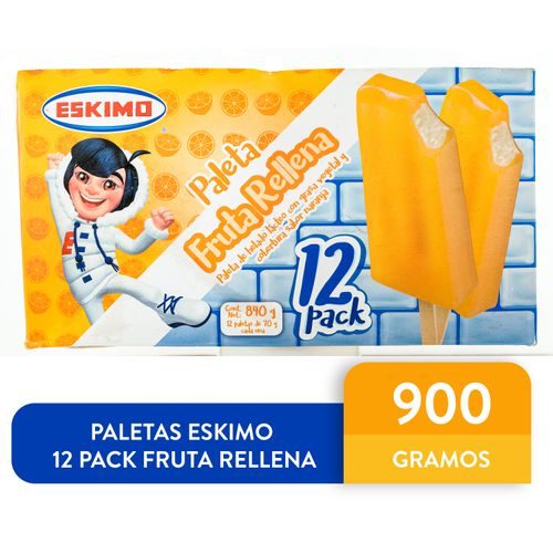 12 Pack De Paletas Eskimo De Fruta Rellena- 900gr