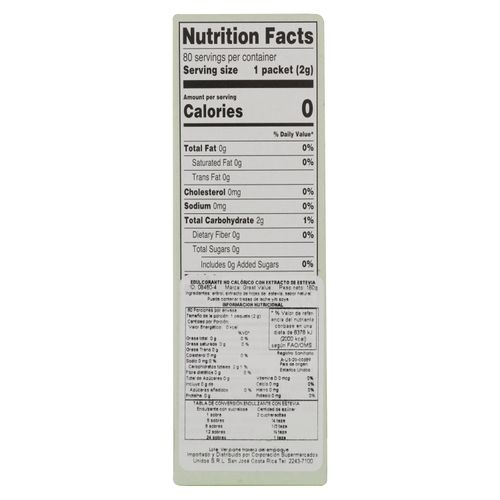 Endulzante Great Value Stevia 80 Uds - 160 g