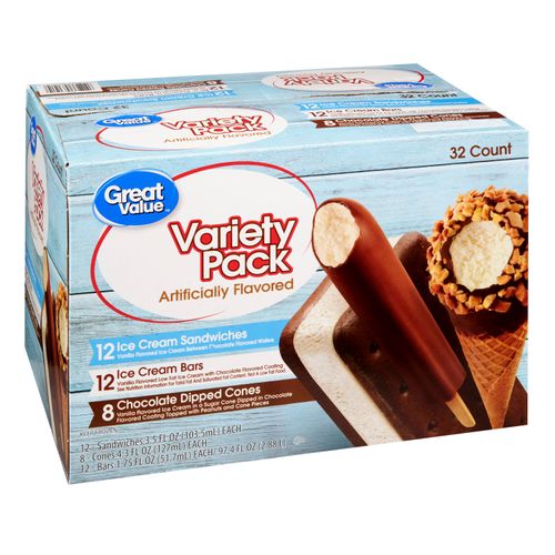 Helados Great Value sabores surtidos pack 32 - 2880 g