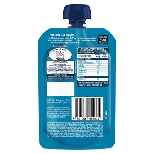 Colado Gerber De Pera Pouch Sin Azúcar Añadida - 100 g