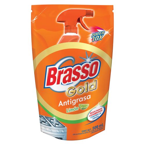 Limpiador Antigrasa Brasso Gold Limón Doypack - 500ml