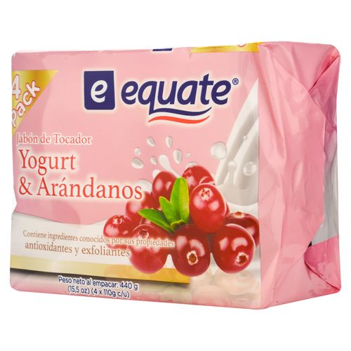 4 Pack Jabón De Tocador Equate Yogurt & Arándano - 440gr