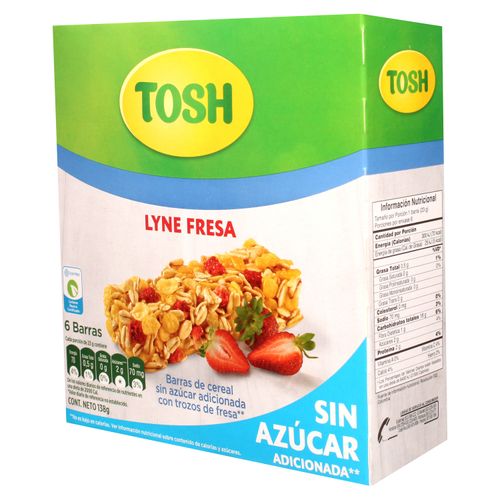 Barra De Cereal Tosh Lyne Sabor Fresa 6 Uds - 138 g