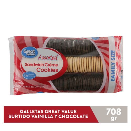 Galleta Great Value Chocovainilla Rellena Crema Surtida-708gr