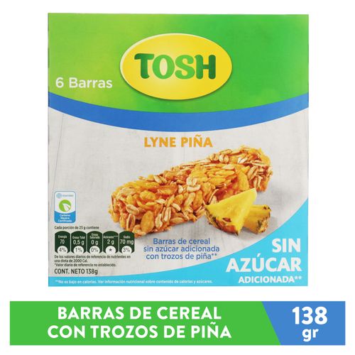 Barra De Cereal Tosh Lyne Pina 6 Unidades-167gr