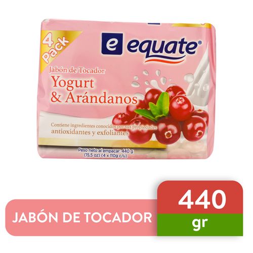 4 Pack Jabón De Tocador Equate Yogurt & Arándano - 440gr