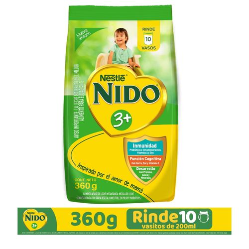 Leche Instantánea Nestlé® NIDO® 3+ Desarrollo® Alimento Lácteo  Bolsa- 360gr