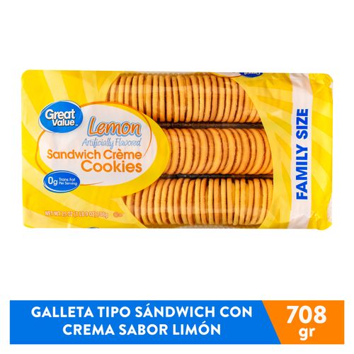 Galleta Great Value De Limon Rellena Crema- 708gr