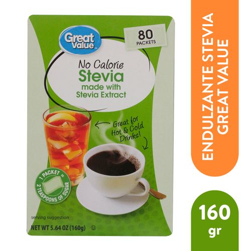 Endulzante Great Value Stevia 80 Sobres - 160gr