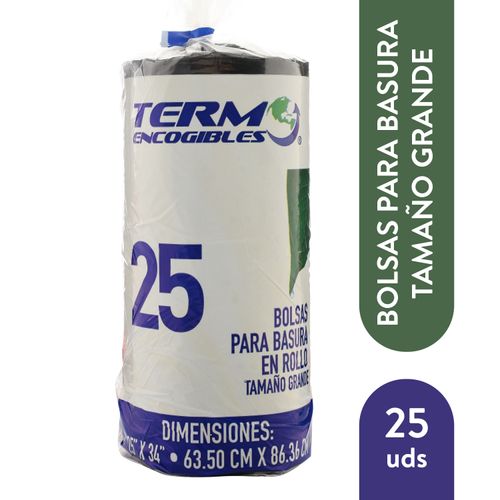 Bolsa Termoencogibles Para Basura Negra Rollo Grande - 25 unidades