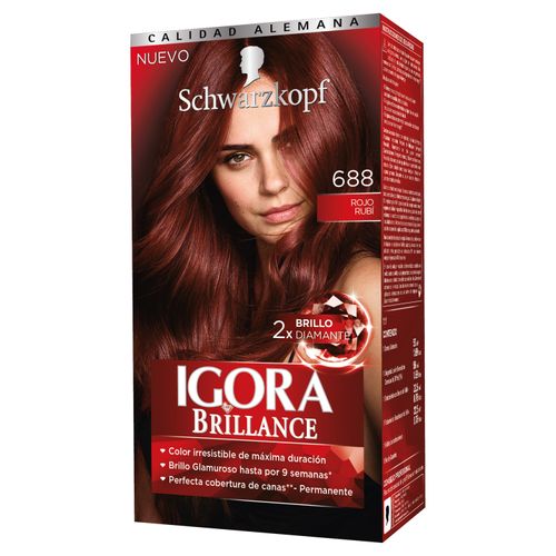 Tinte para cabello Schwarzkopf igora brillance 688 rojo rubí - 50 ml