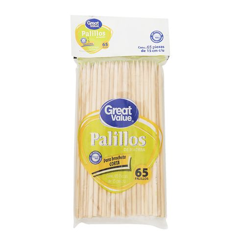 Palillos Great Value De Madera Para Brocheta Corta - 65 Uds