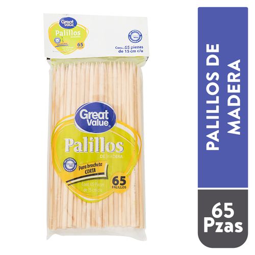 Palillos Great Value De Madera Para Brocheta Corta - 65 Uds