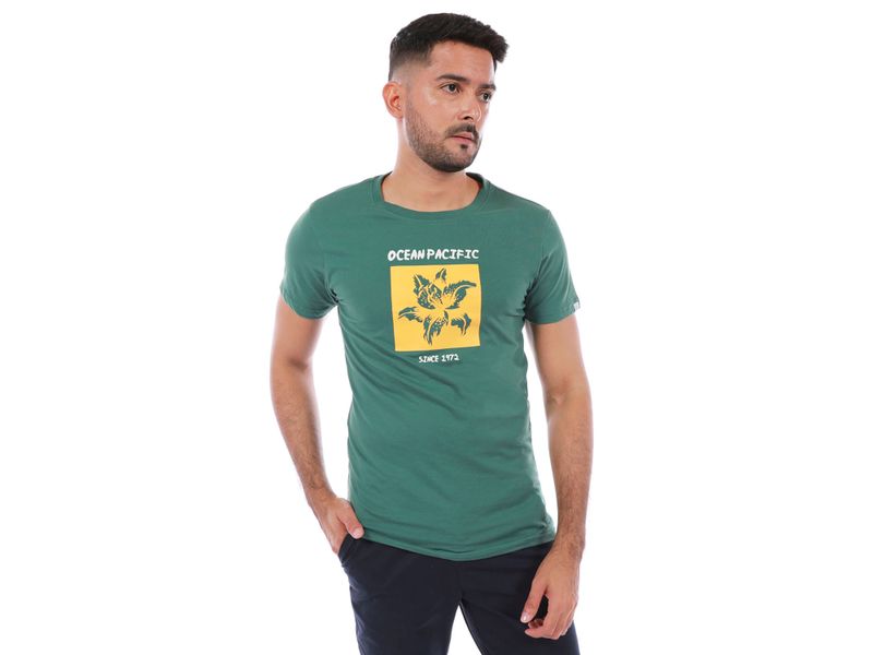 T-Shirt-Ocean-Pacific-Para-Caballero-Color-Verde-Oscuro-Cuello-Redondo-Talla-S-XL-1-36077