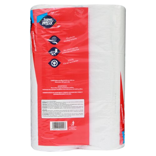 Papel Higienico Supermax 1P 1000 Hojas 6rollos
