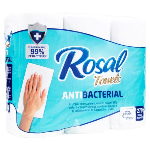 Toallas Rosal Antibacterial 3 Pack - 60 hojas