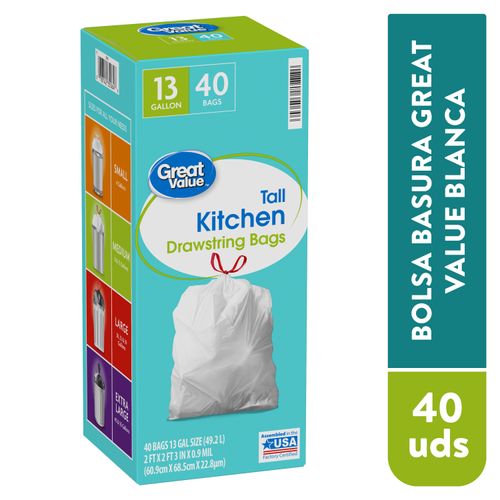 Bolsa Bas Great Value Blanca 13 Gal 40Un