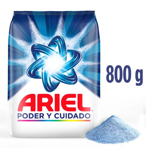 Detergente en polvo Ariel Poder y Cuidado para ropa blanca y de color, 800g