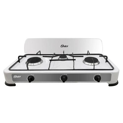 Cocina A Gas De Mesa Oster 3 Quemadores Color Blanco