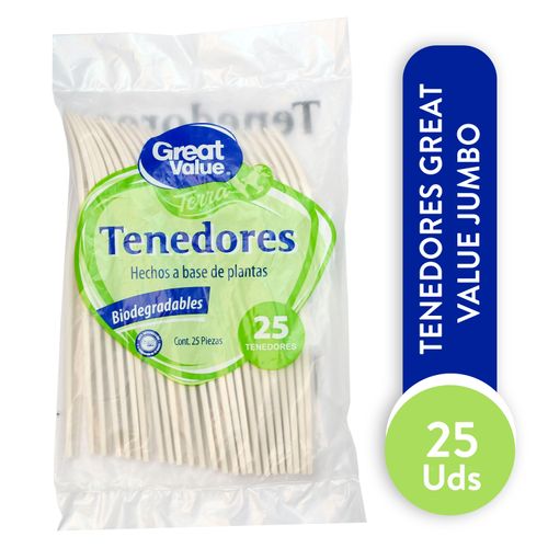 Tenedor Great Value Jumbo - 25 Unidades