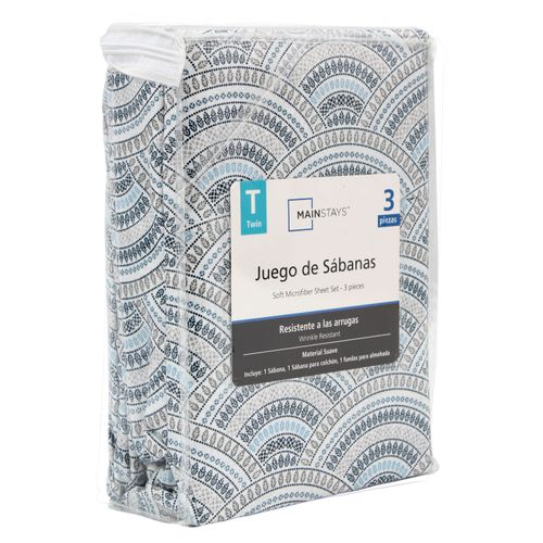 Set de sábanas Mainstays twin estampado chevron gris - 3 pzas