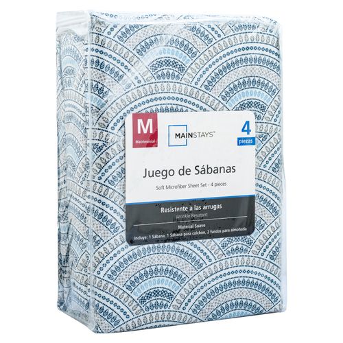 Set de sábanas Mainstays estampado chevron matrimonial color gris - 4 pzas