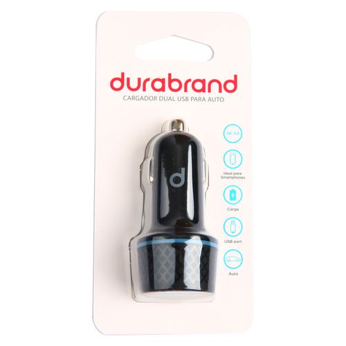 Cargador Durabrand de celular para carro doble puerto - ud