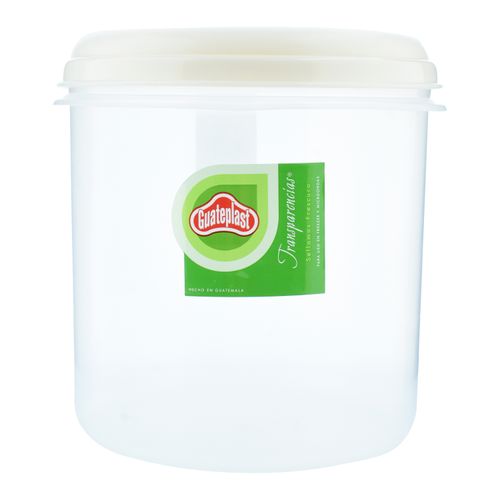 Bote Guateplast Cilindrico Transparente Marfil- 110 oz