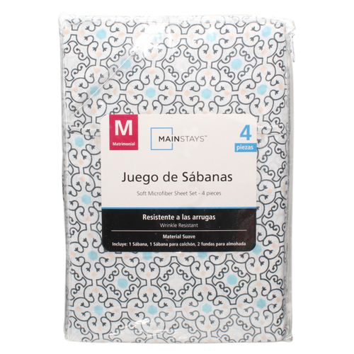 Set Mainstays de Sabanas Matrimmonial Azulejo