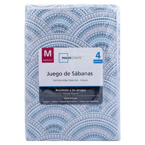 Set de sábanas Mainstays estampado chevron matrimonial color gris - 4 pzas