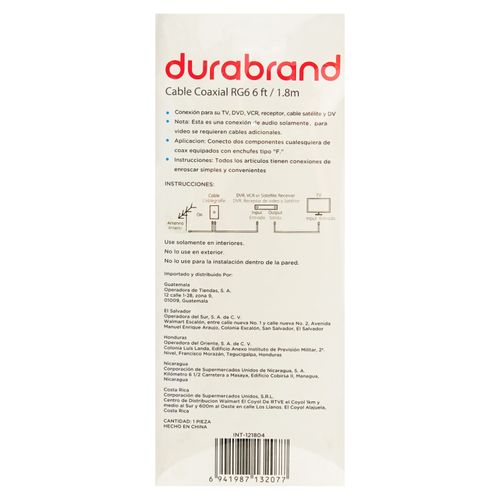 Cable Durabrand INT 121804 coaxial RG6