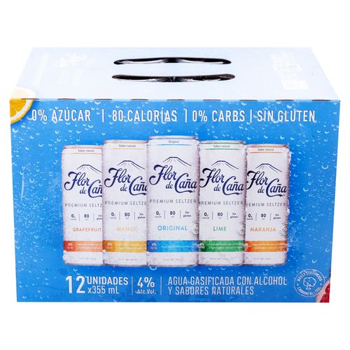 12 Pack  Flor de Caña Premium Hard Seltzer Fitzer -355ml